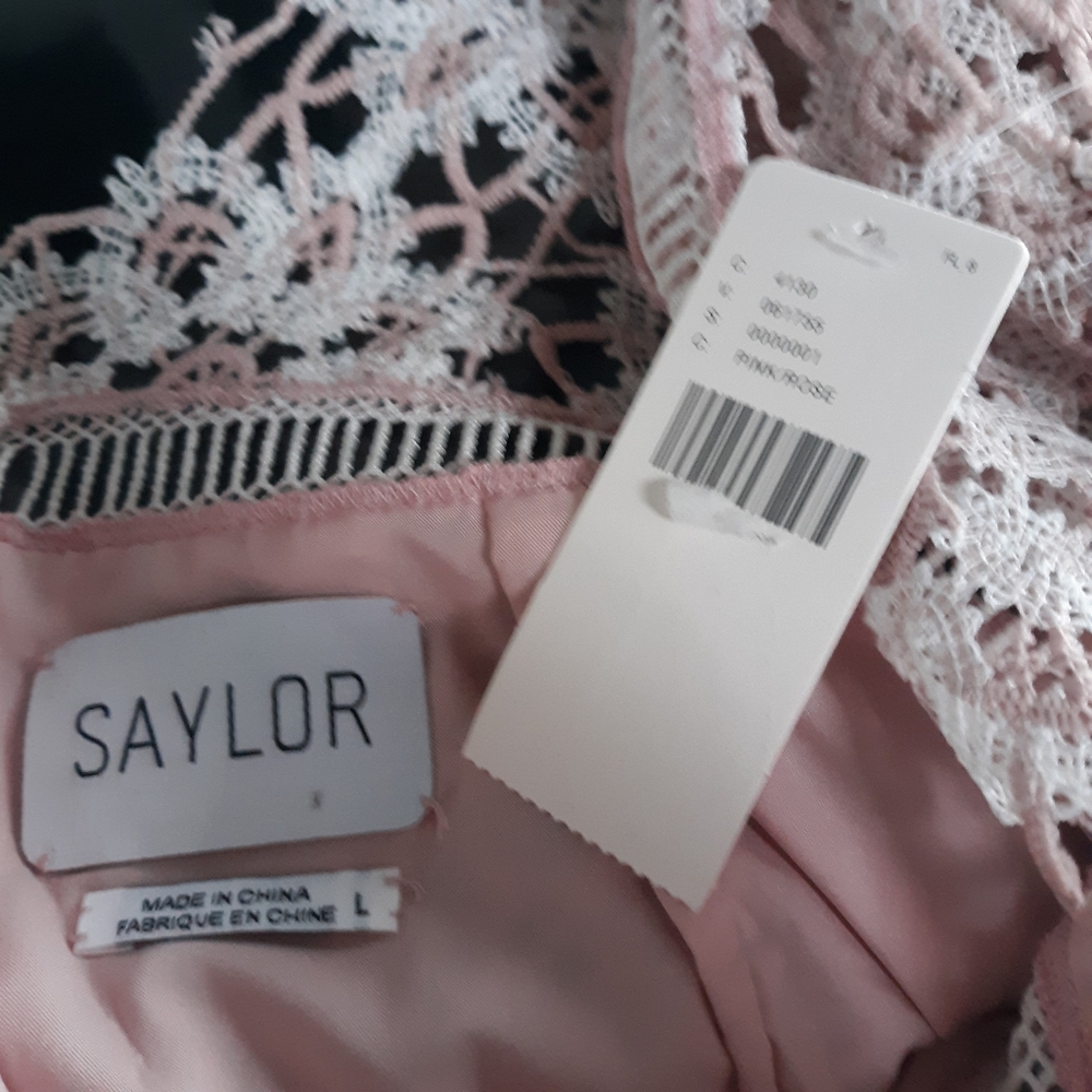 New Tags Saylor Anthropologie Lille Pink Lace Spring Dress L - Picture 3 of 9